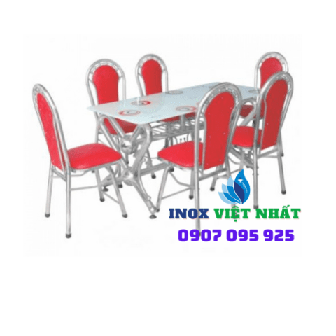 Bộ bàn ăn inox mặt kiếng 6 ghế VN116 | Hàng đẹp giá tốt.
