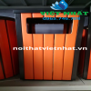 Thùng rác ngoài trời giả gỗ vuông Việt Nhất | inoxvietnhat.com