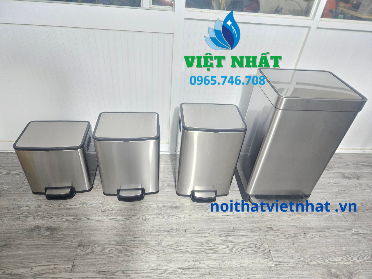 Thùng Rác Inox Đạp Chân Vuông Việt Nhất 9-12-20-30-50L